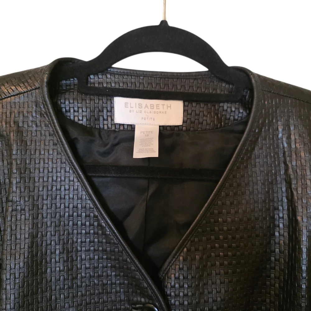 ELISABETH By Liz Clairbone Black Leather Jacket - Size‎ 18 Petite